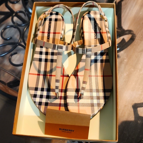 Burberry Emily Checked Slingback Sandals - Picture 1 of 6